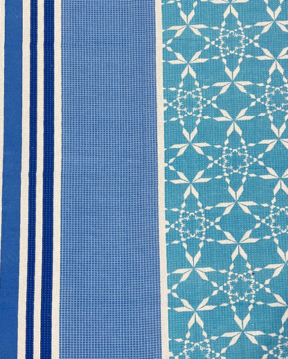 Blue Geometric Cotton One Bedsheet With Two Pillow Covers | 108 x 90 inches