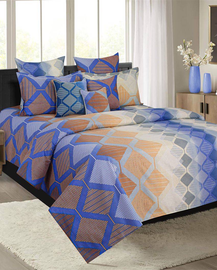 Abstract Sparkle Cotton One Bedsheet With Two Pillow Covers | 100 x 90 inches