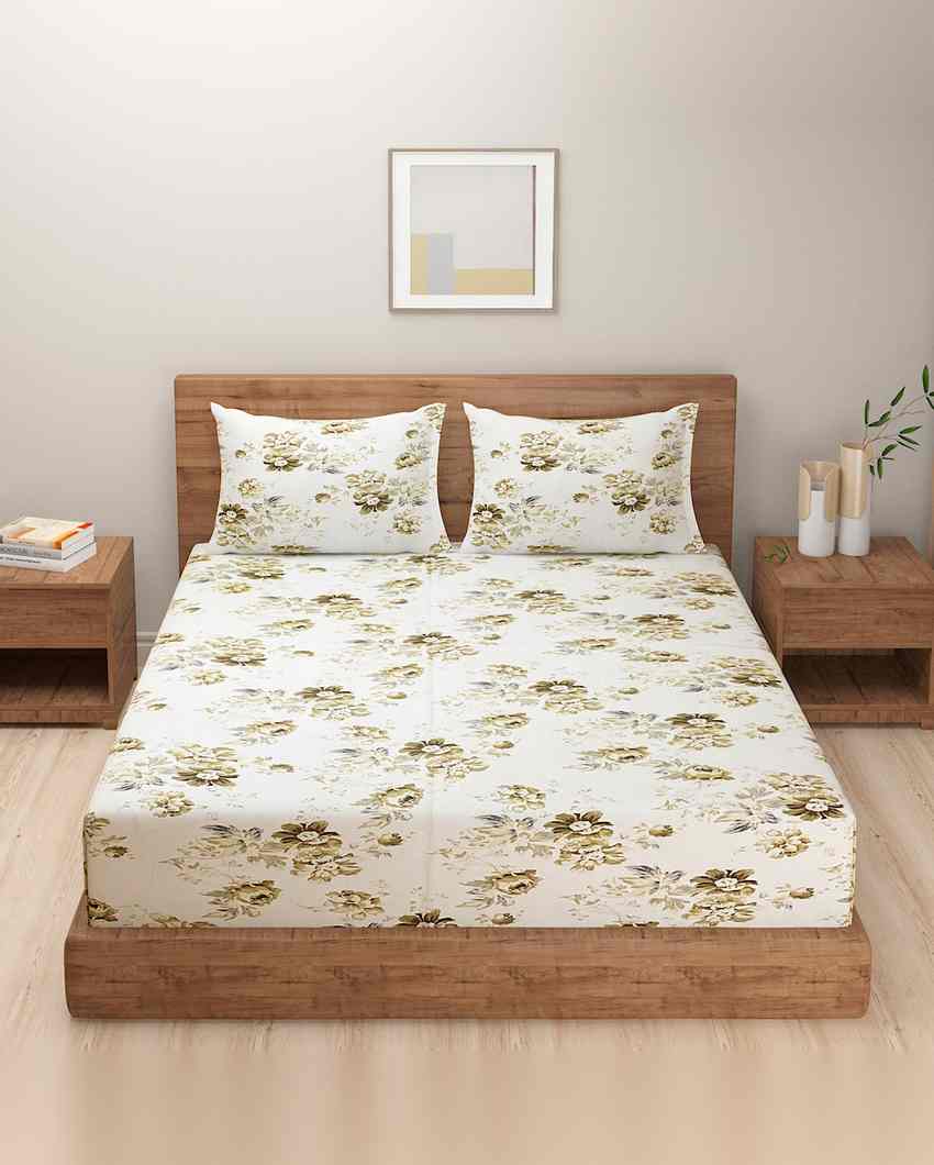 Premium Veda Pure Cotton One Bedsheet With Two Pillow Covers Set