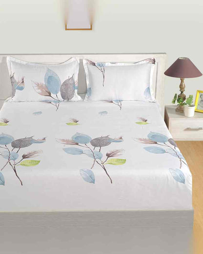 Elegant Stylish Zinnia Mercerized Pure Cotton One Bedsheet With Two Pillow Covers Set