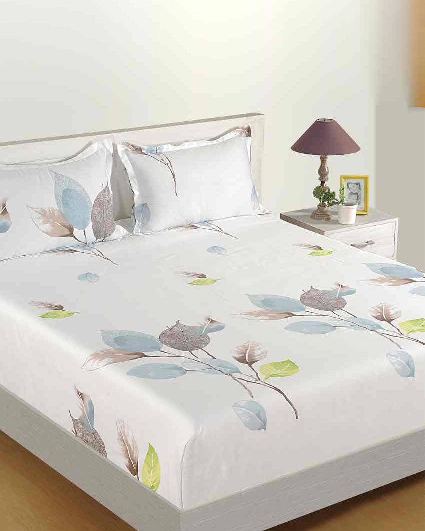 Elegant Stylish Zinnia Mercerized Pure Cotton One Bedsheet With Two Pillow Covers Set