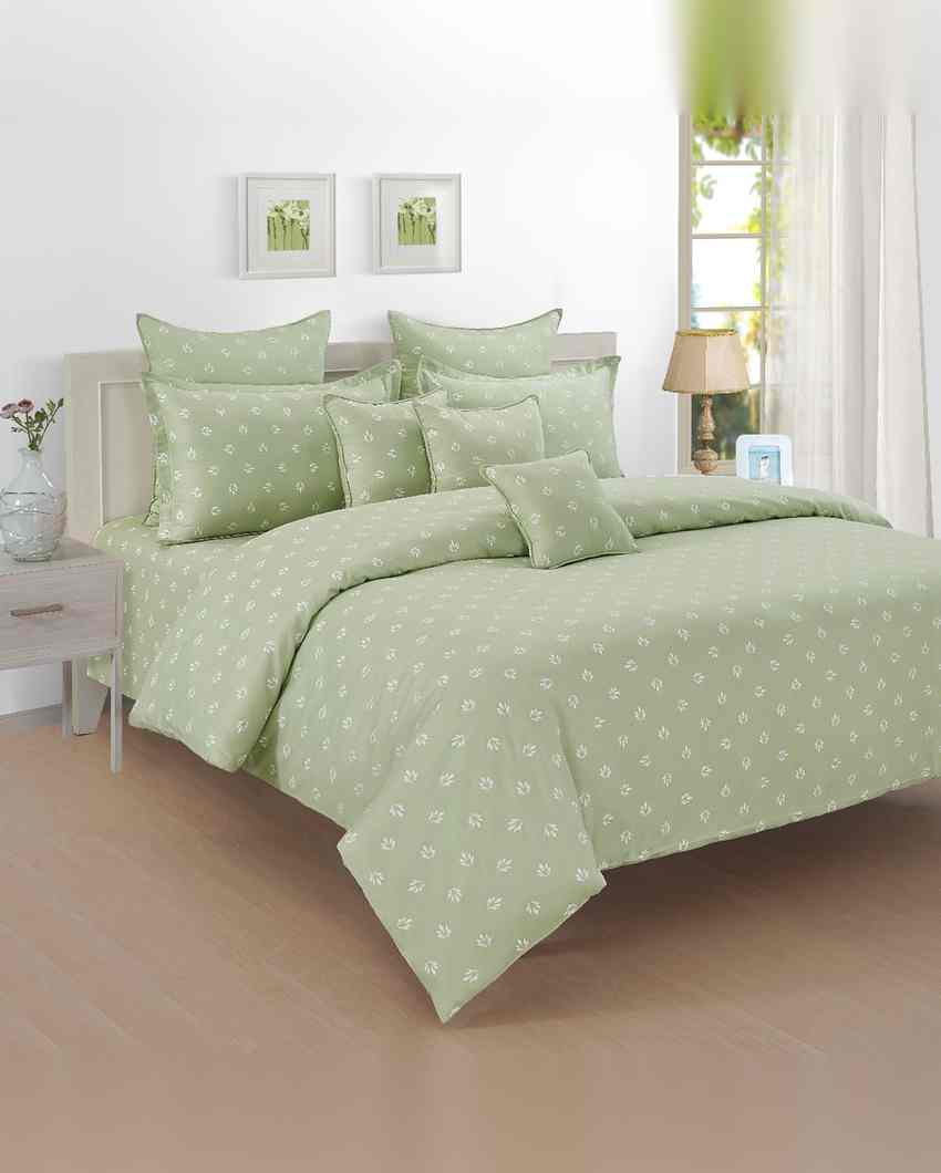 Elegant Geometric Zinnia Mercerized Pure Cotton One Bedsheet With Two Pillow Covers Set