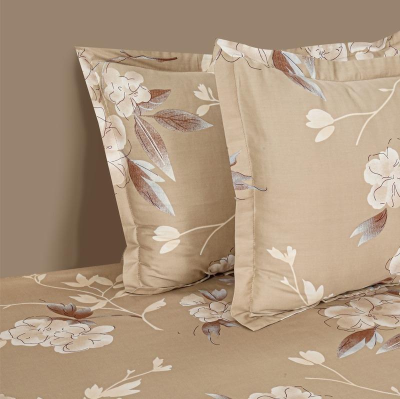 Big Floral Print Cotton Satin Bedding Set Double Size