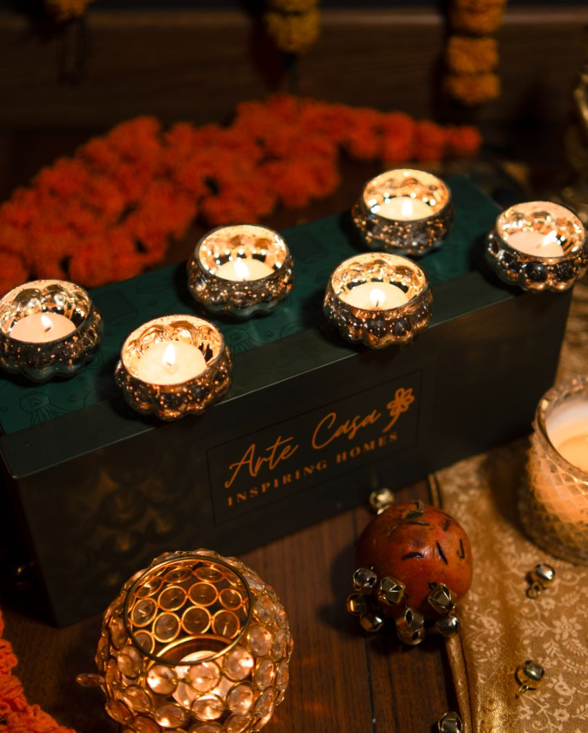 Silver Radiance Tealight Holder Diwali Gift Box Set