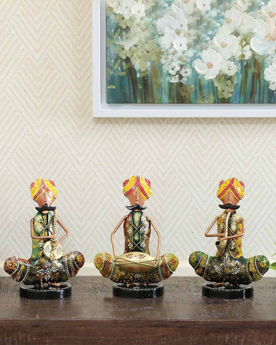 Sardar Iron Sitting Musician Figurine | Set Of 3