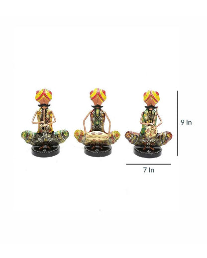 Sardar Iron Sitting Musician Figurine | Set Of 3