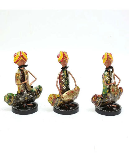 Sardar Iron Sitting Musician Figurine | Set Of 3