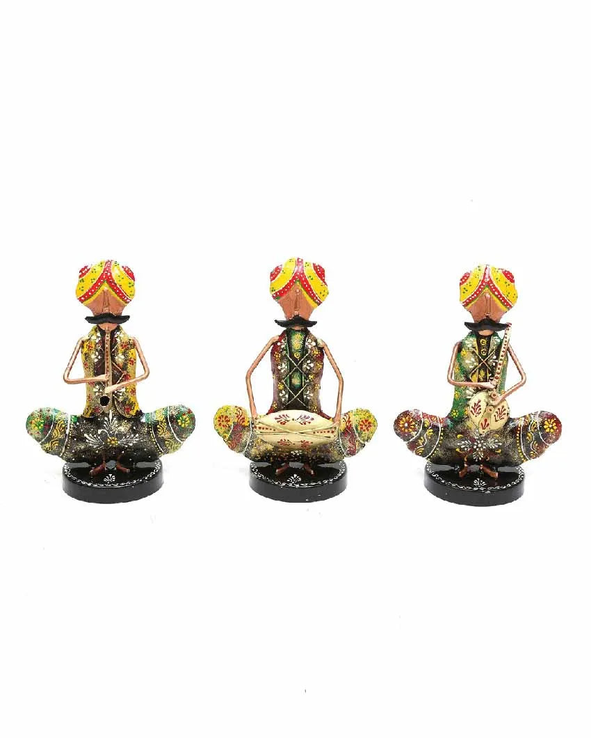 Sardar Iron Sitting Musician Figurine | Set Of 3