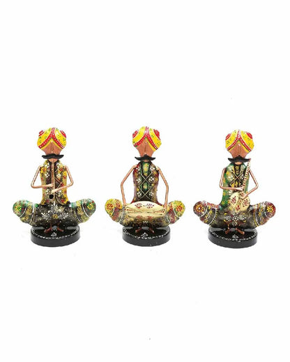 Sardar Iron Sitting Musician Figurine | Set Of 3