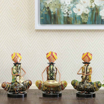 Sardar Iron Sitting Musician Figurine | Set of 3