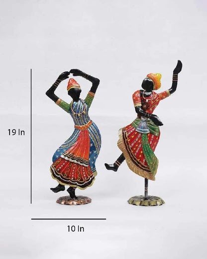 Kathak Iron Lady Figurine Set Of 2