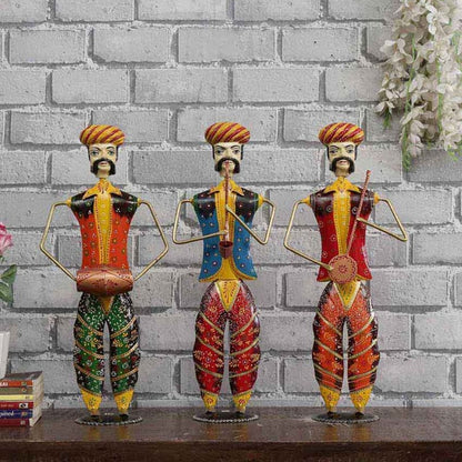 Musician Rajasthani Iron Human Figurine | Set of 3