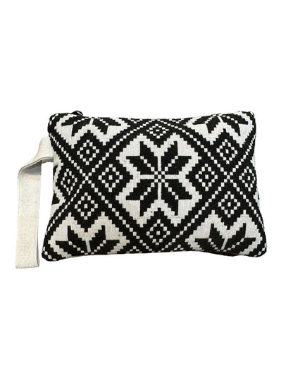 Elegant Jacquard Woven Hand Cosmetic Pouch | 7 x 10 x 7 inches