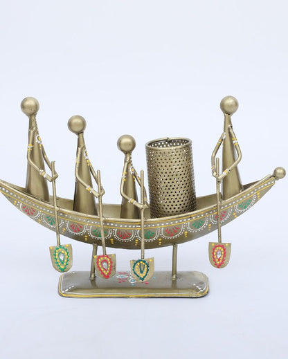 Metal Boat Shape Pen Stand Table Decorative