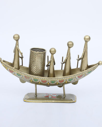 Metal Boat Shape Pen Stand Table Decorative