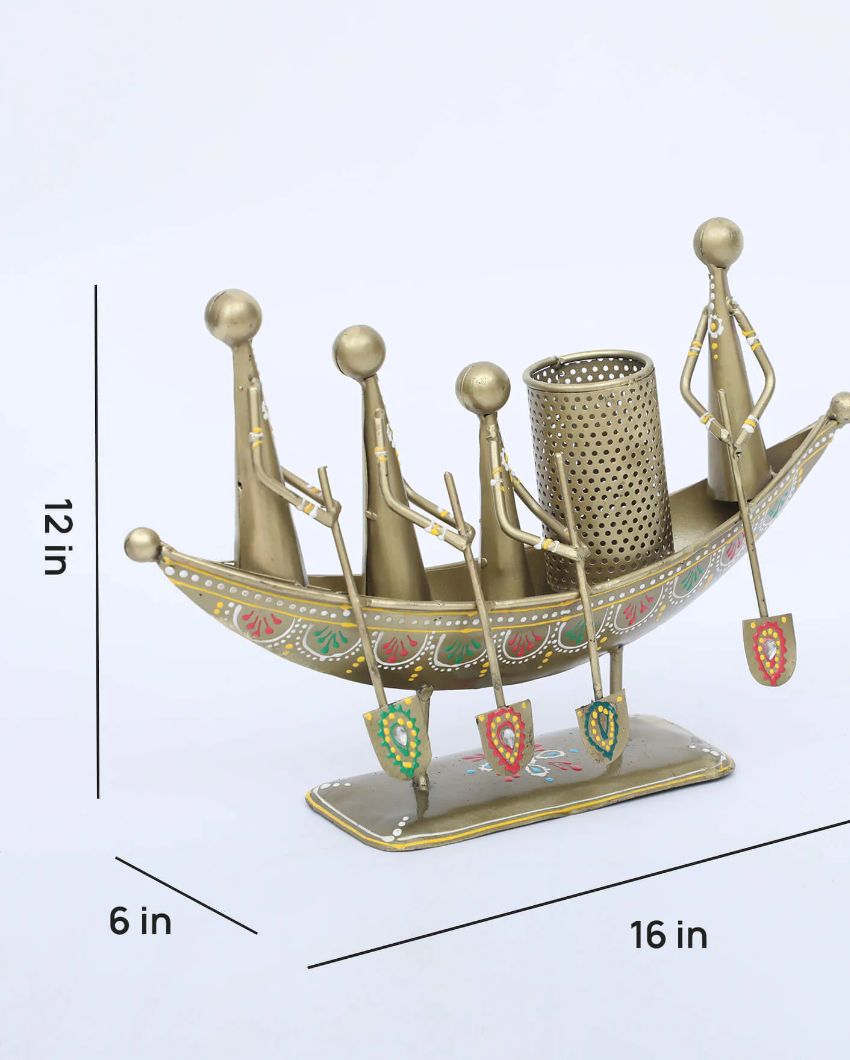 Metal Boat Shape Pen Stand Table Decorative