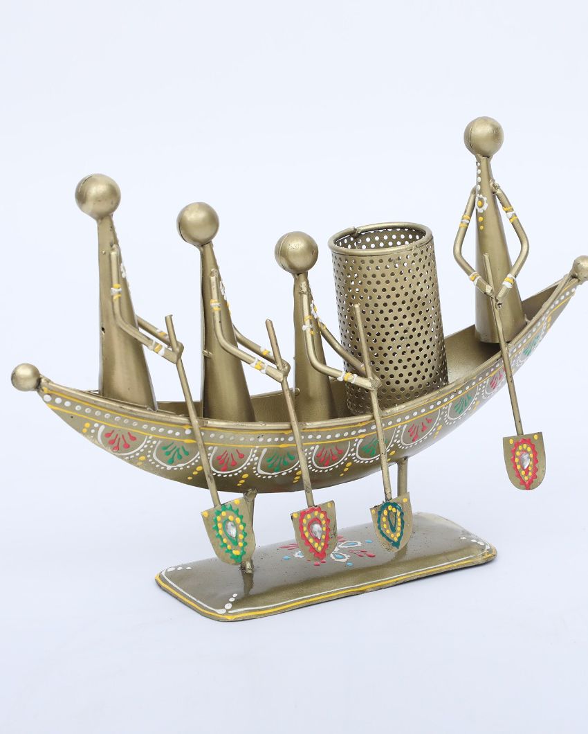 Metal Boat Shape Pen Stand Table Decorative