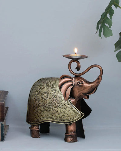 Elegant Decor Piece Metal Elephant Tea light Holder | 11 x 5 x 10 inches