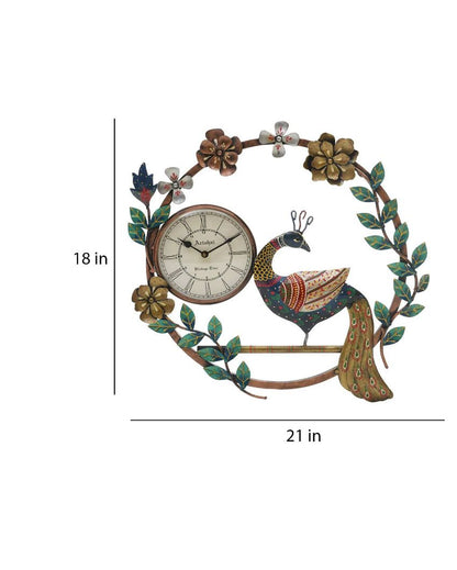 Metal Wall Hanging Peacock Clock