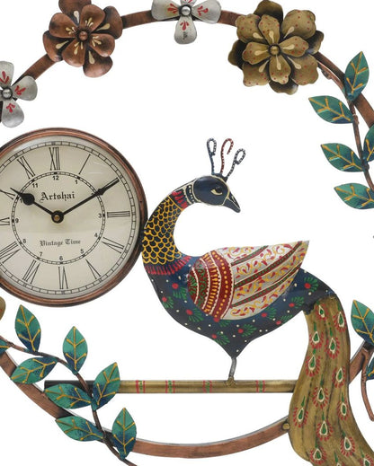 Metal Wall Hanging Peacock Clock