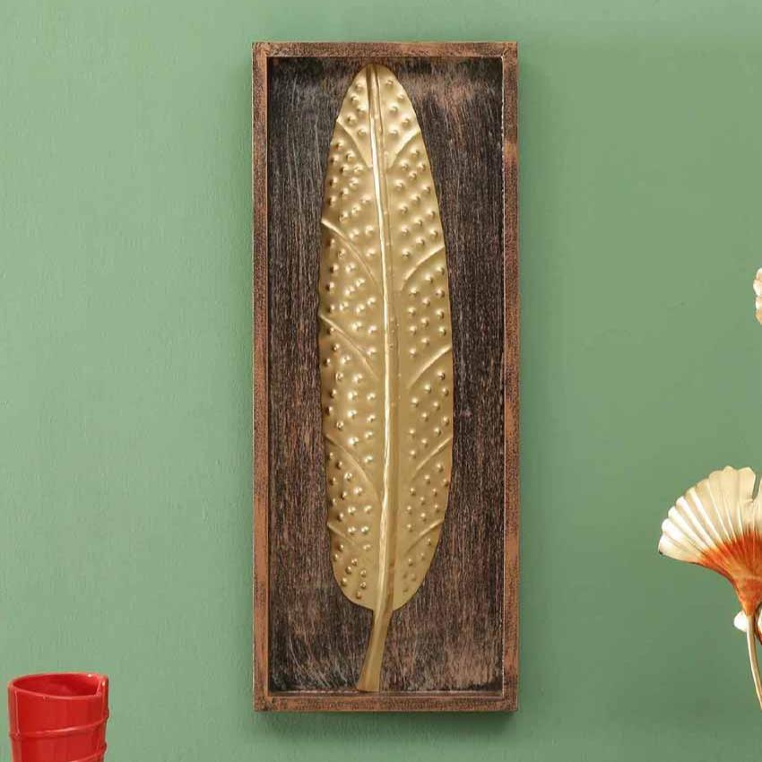 Wooden Leaf Iron Wall Décor