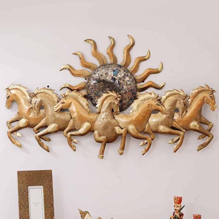 Golden Sunhorse Iron Wall Décor