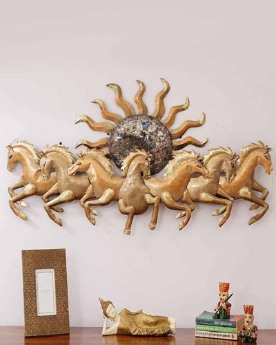 Golden Sunhorse Iron Wall Décor