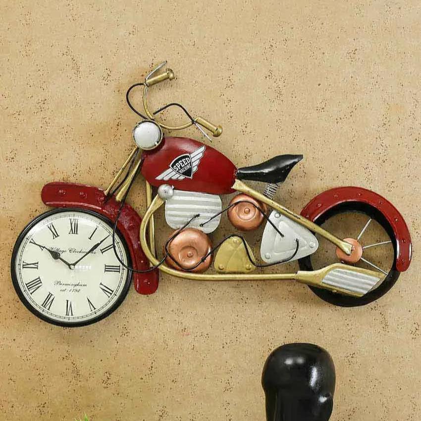 Snowy Bike With Watch Iron Wall Décor