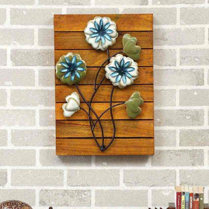 Wooden Flower Iron Wall Decor