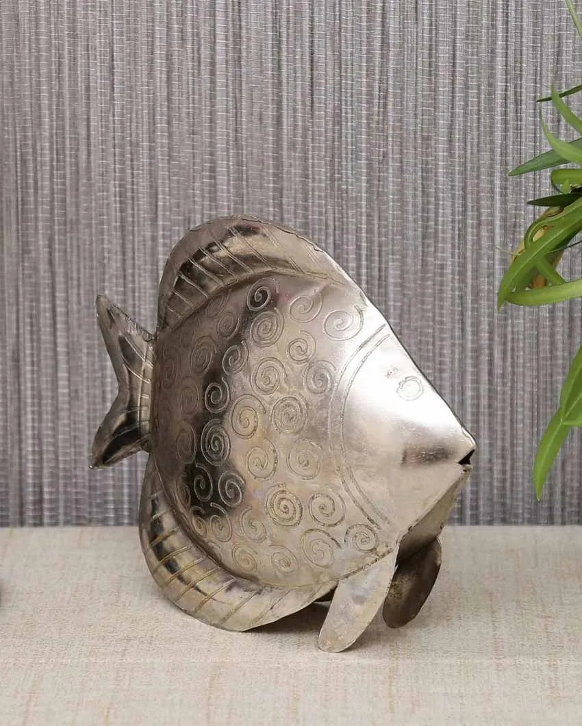 Silver Iron Fish Figurine