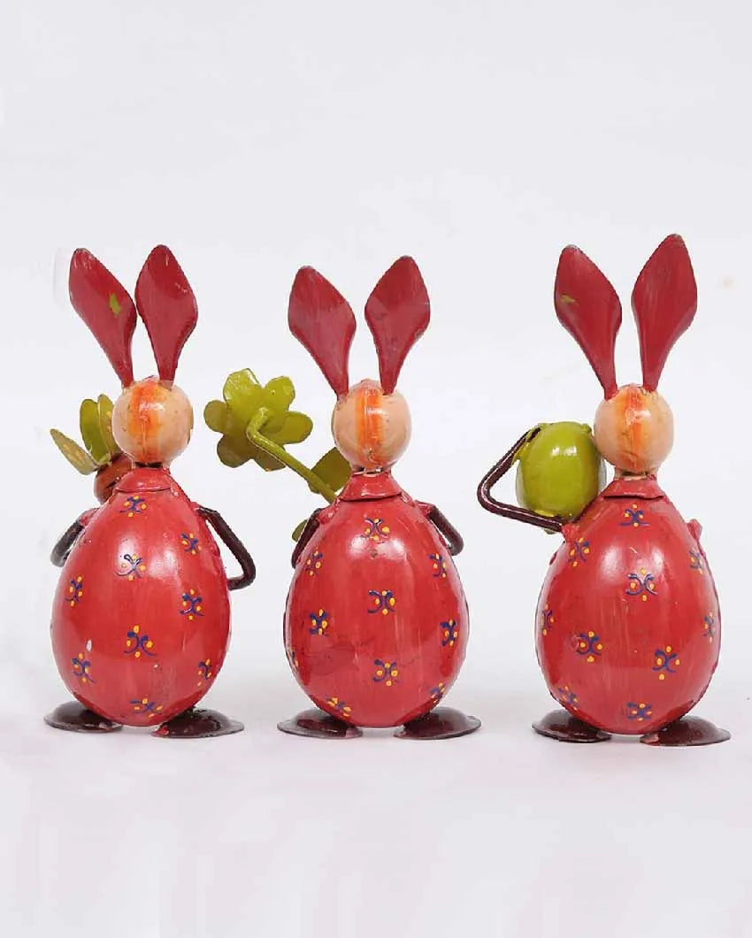 Rabbit Small Egg Iron Animal Figurine | Set Of 3