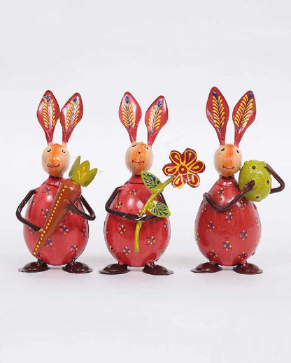 Rabbit Small Egg Iron Animal Figurine | Set Of 3