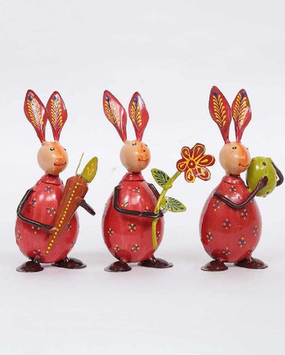 Rabbit Small Egg Iron Animal Figurine | Set Of 3