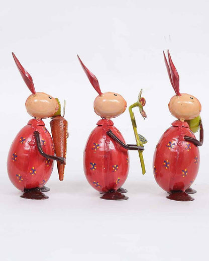 Rabbit Small Egg Iron Animal Figurine | Set Of 3