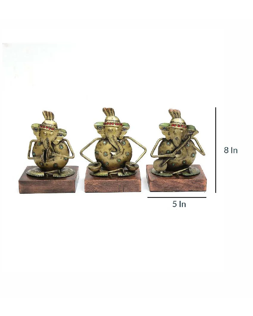 Ganesh Musical Iron Showpiece | Set Of 3