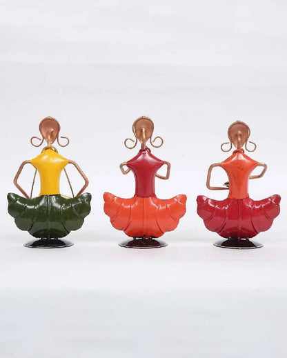 Sitting Doll Mini Iron Human Figurine | Set Of 3