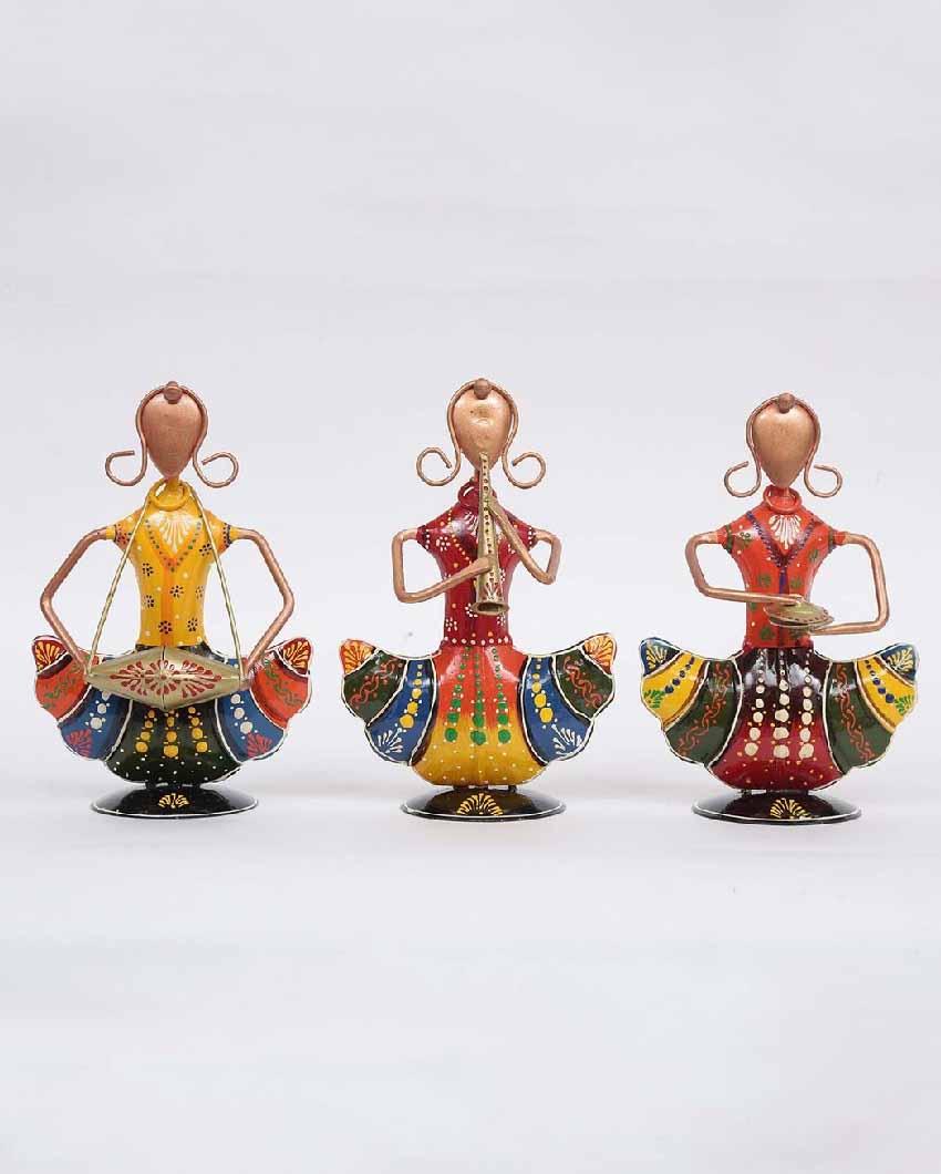 Sitting Doll Mini Iron Human Figurine | Set Of 3