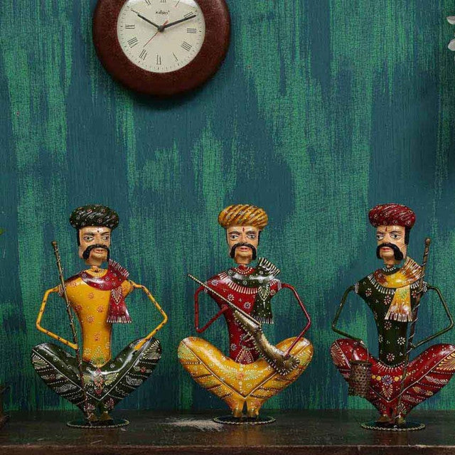 Musician Rajasthani Iron Human Figurine | Set of 3