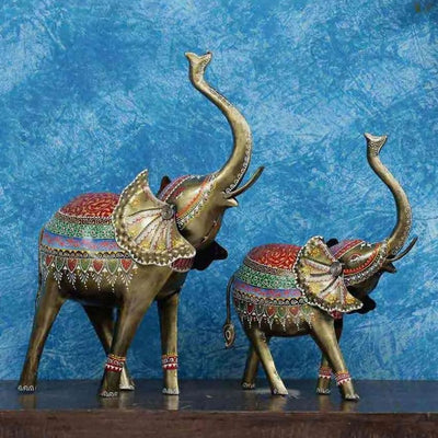 Elephant Large Iron Animal Figurine | Set of 2