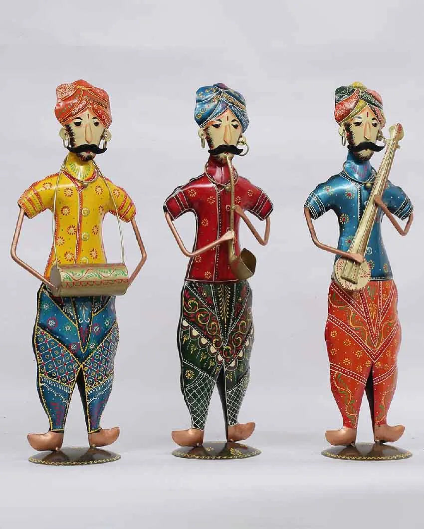 Punjabi Musician Men Iron Human Figurine | Set Of 3