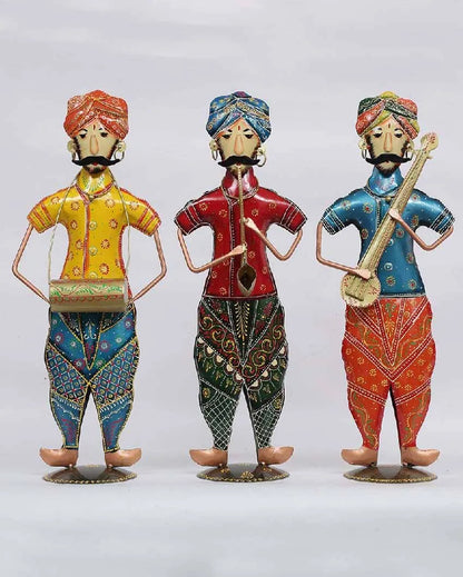 Punjabi Musician Men Iron Human Figurine | Set Of 3