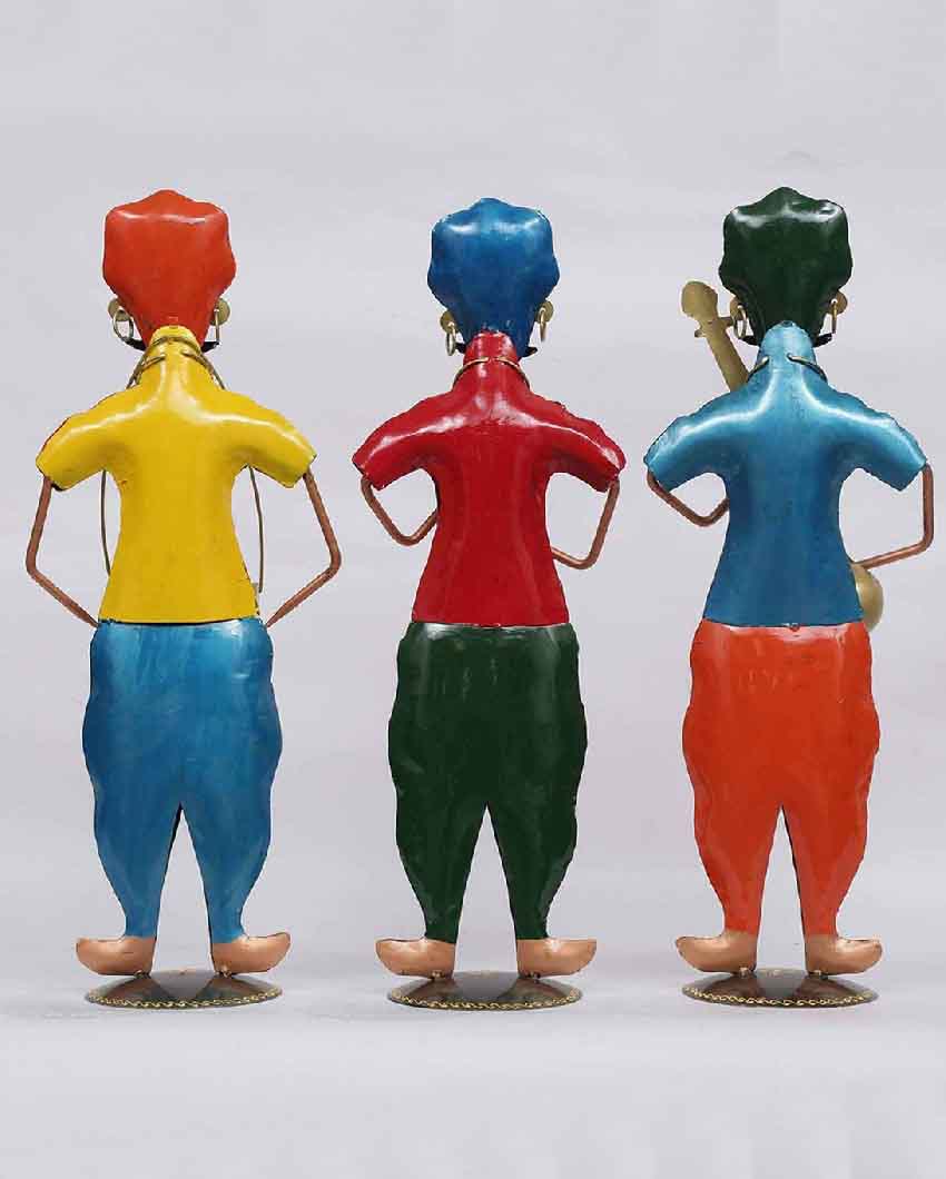 Punjabi Musician Men Iron Human Figurine | Set Of 3