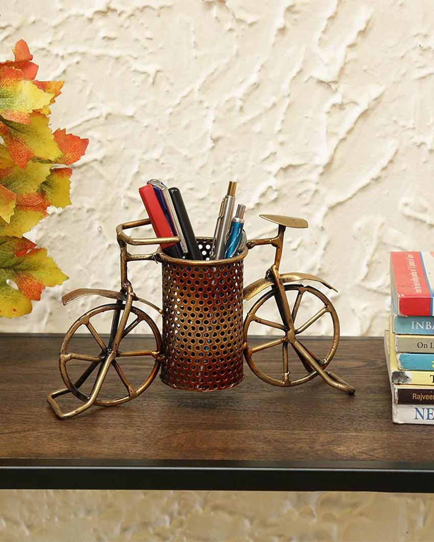 Cycle Pen Holder In Copper Table Decor