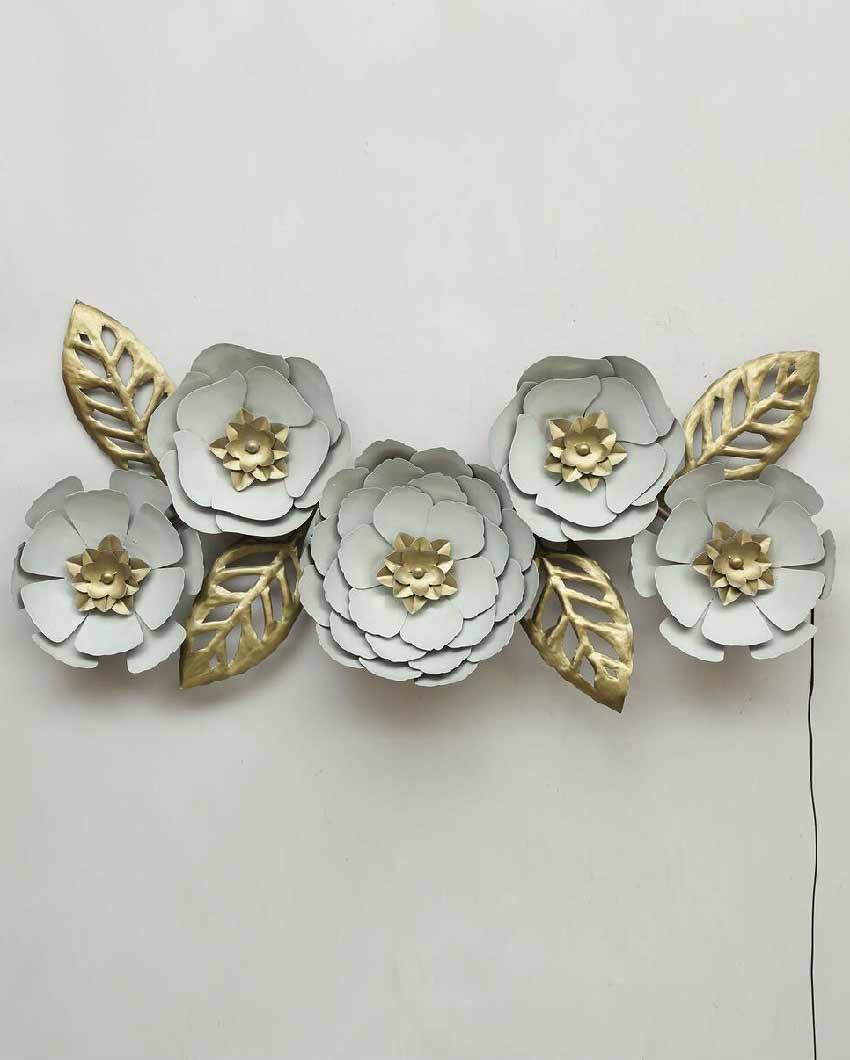 White & Gold Flower Iron Wall Decor