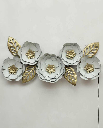 White & Gold Flower Iron Wall Decor