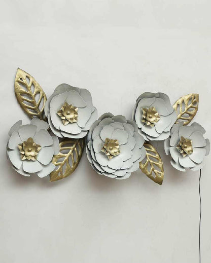 White & Gold Flower Iron Wall Decor