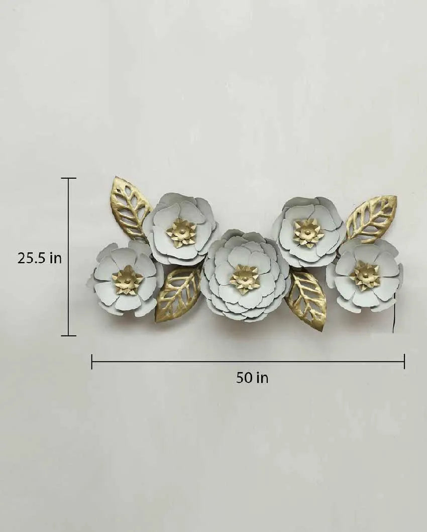 White & Gold Flower Iron Wall Decor