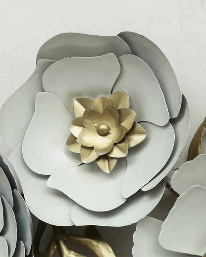 White & Gold Flower Iron Wall Decor