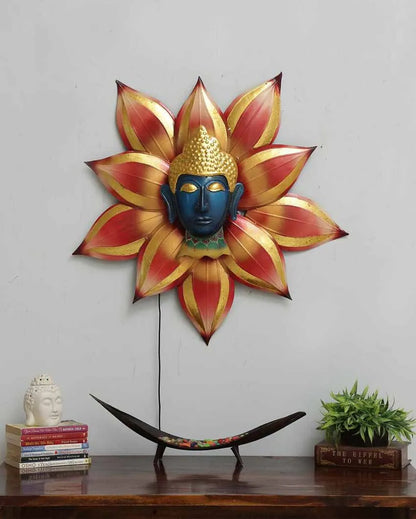 Buddha With Flower Iron Wall Decor