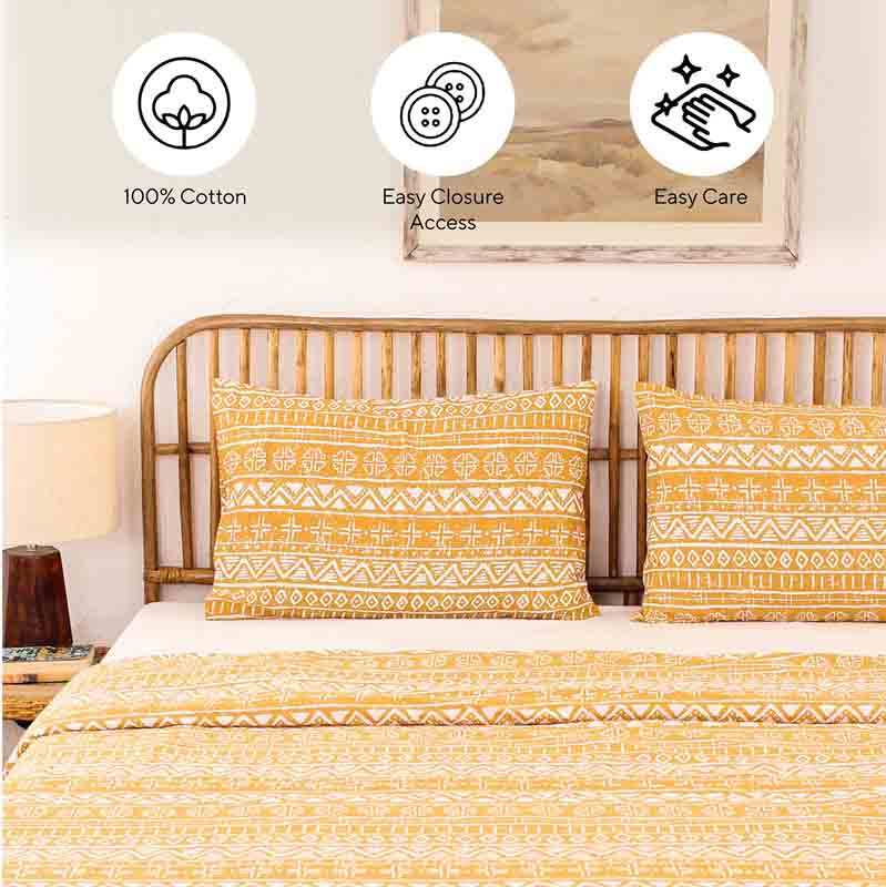 Yellow Kullu Patti Double Duvet Cover Default Title